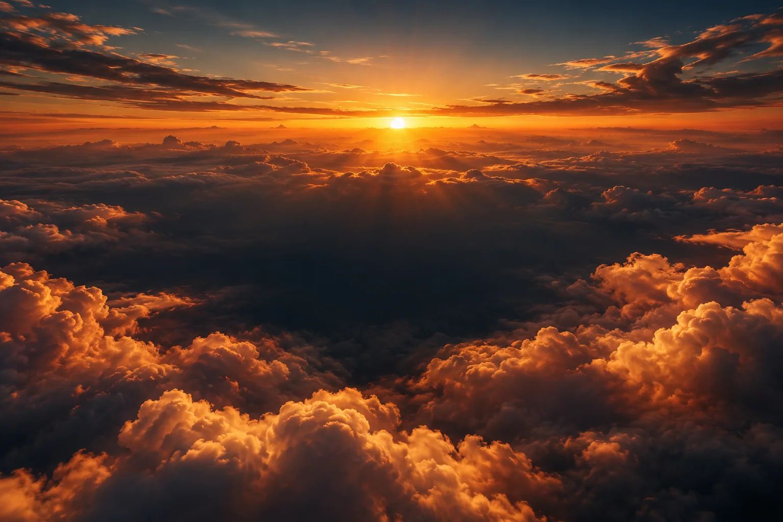 Nascer do sol acima das nuvens